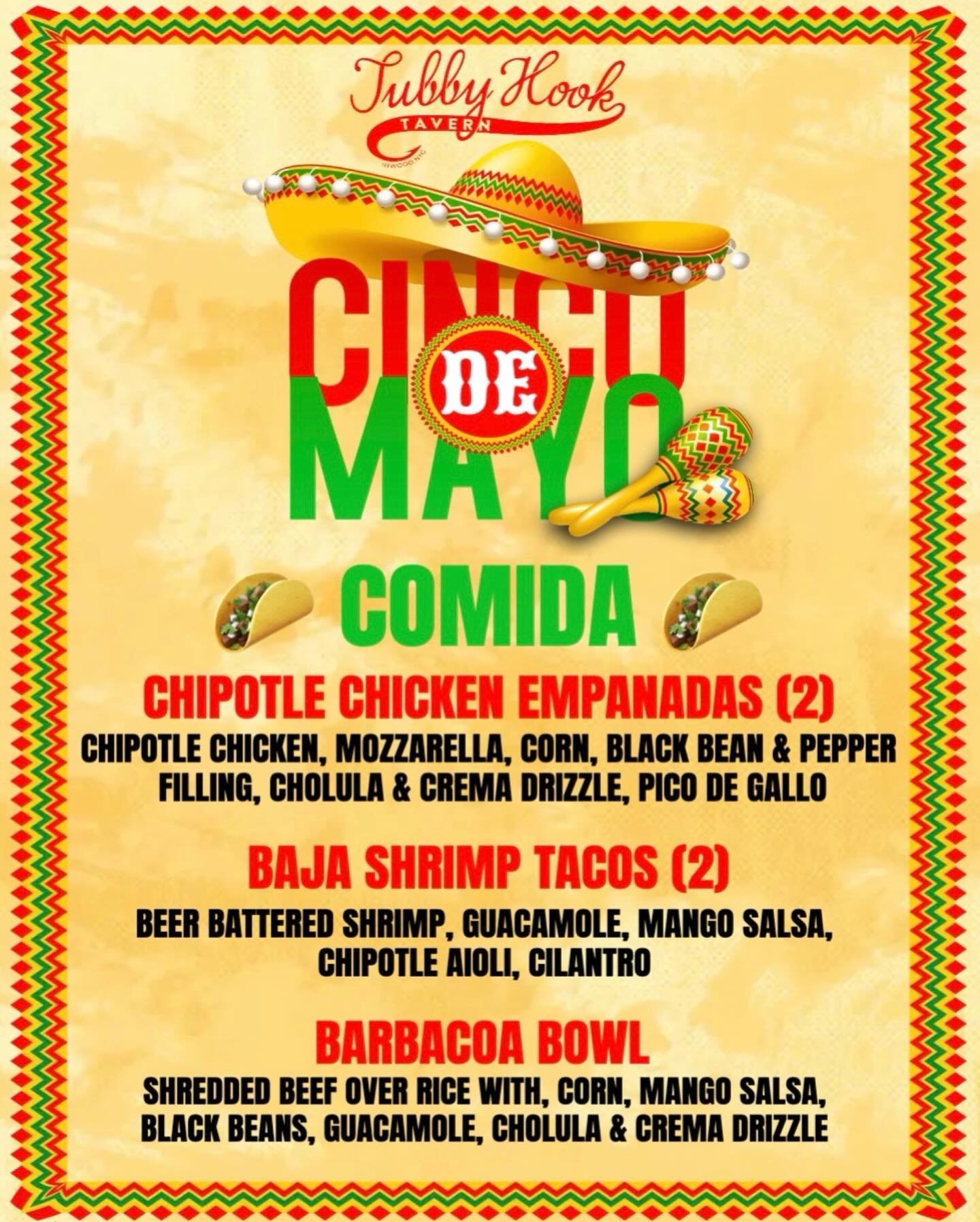 🌮🍹🎉 It&rsquo;s that time of the year again, folks! Cinco de Mayo is upon us, and you know what that means - it&rsquo;s time to indulge in some mouth-watering Mexican food and refreshing drinks! Cinco De Mayo Specials running all week long, April 2