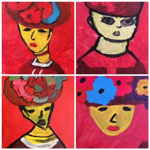 The wild FAUVES! Here are 4 examples of Fauvism-inspired portraits by our students.