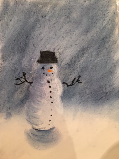Soft pastel on paper. Focus on material technique, scale, color. Age 8