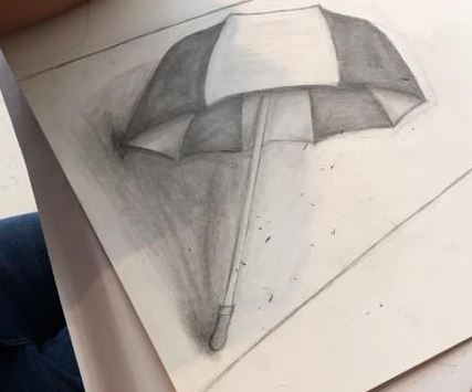 Single object still-life drawing in pencil.