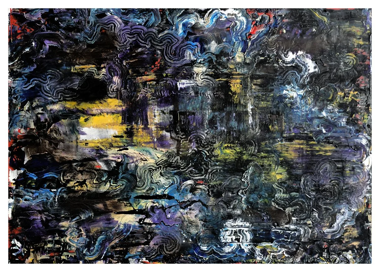  38” x 5”, acrylic, spray, on canvas, 2026. 