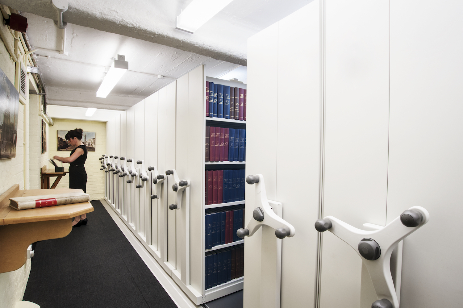 Mobile shelving houses historic record books