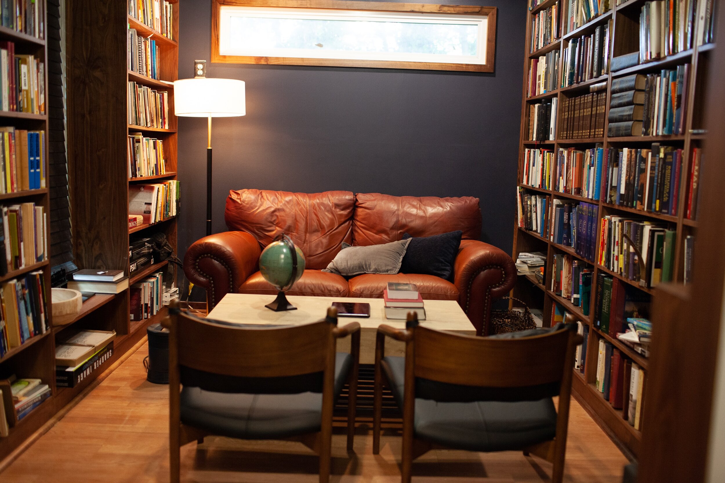 Custom Walnut Library Built In