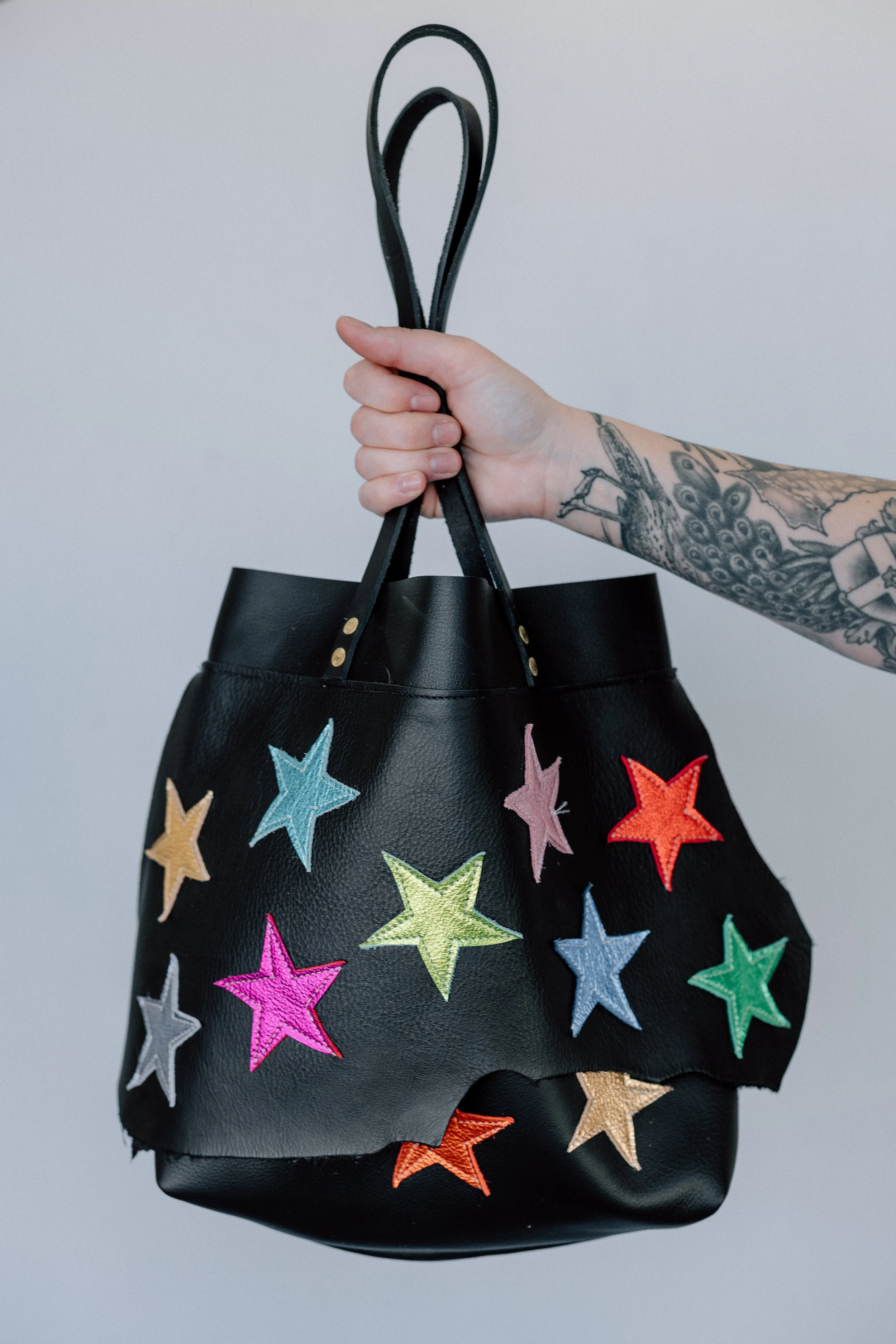 Leather Ophelia Tote with Rainbow Stars — JESSIE ROSE & CO