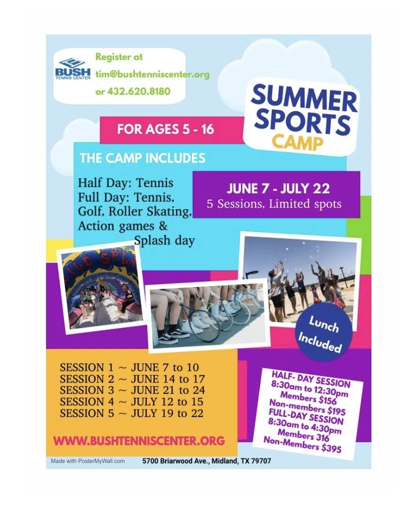 Summer Tennis Sports Camp Bush Tennis Center