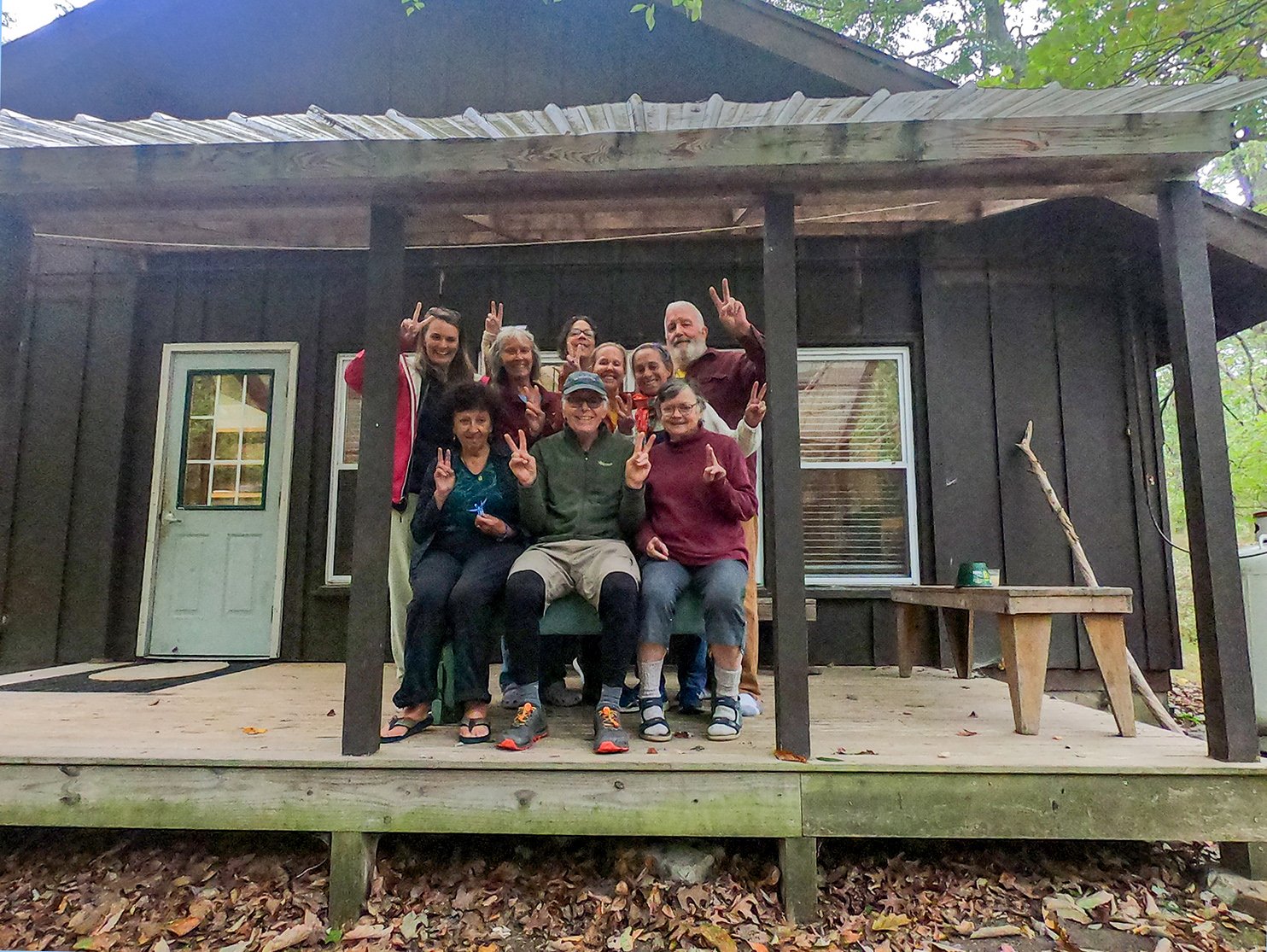  Attendees pose in front of the lovely cabin at Mohican Outdoor Center in Blairstown, NJ. 