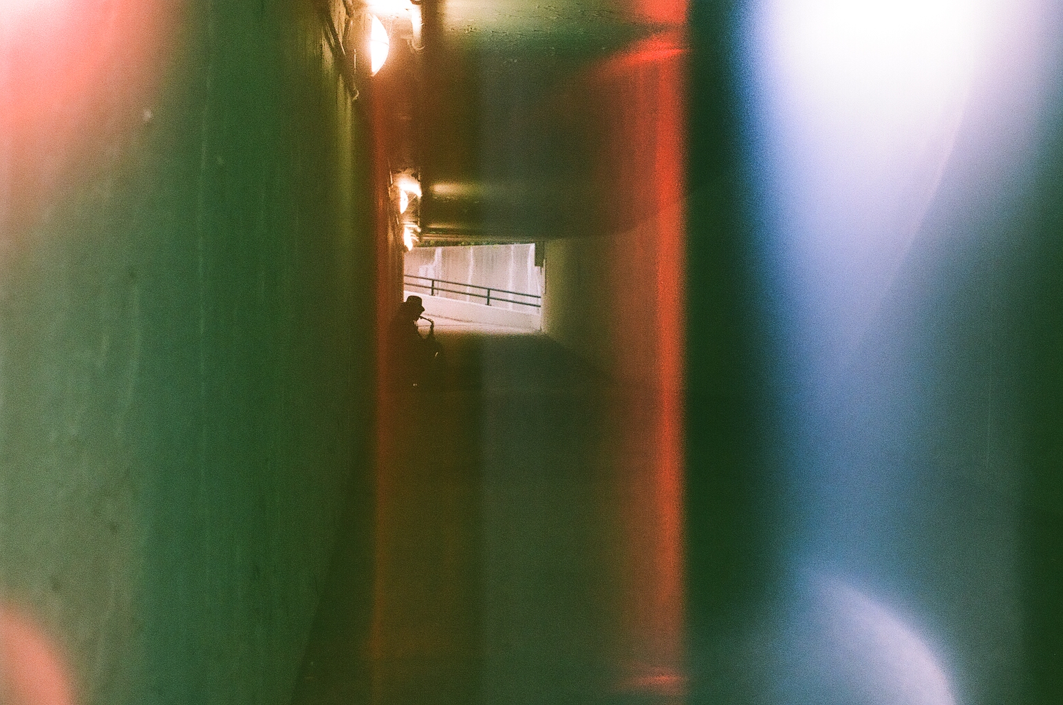 saxophonist in tunnel