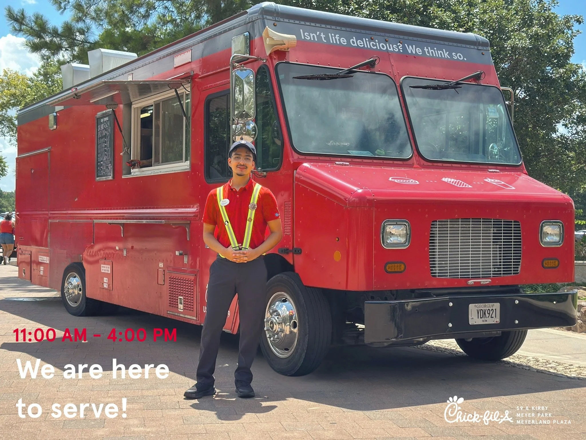 Exciting news! We have moved to a new location 🌳! 

Our Chick-fil-A Food Truck has moved to Hermann Park Lake Plaza, located near the Hermann Park Conservacy Gift Shop and near the Houston Zoo 🐘. 

Whether you are on a visit to the zoo or strolling