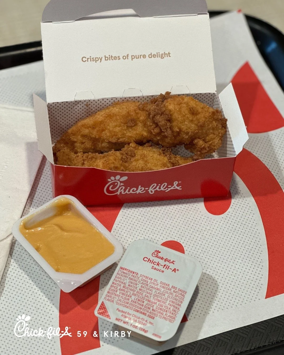 Mobile Days 😁!

Place a mobile order tomorrow, Saturday, October 17th, from 2:00 pm - 8:00 pm and receive FREE Chick-n-Strips (2ct) at Chick-fil-A 59 &amp; Kirby.
.
.
One free item per guest, per Chick-fil-A account, per transaction, per visit. Do n