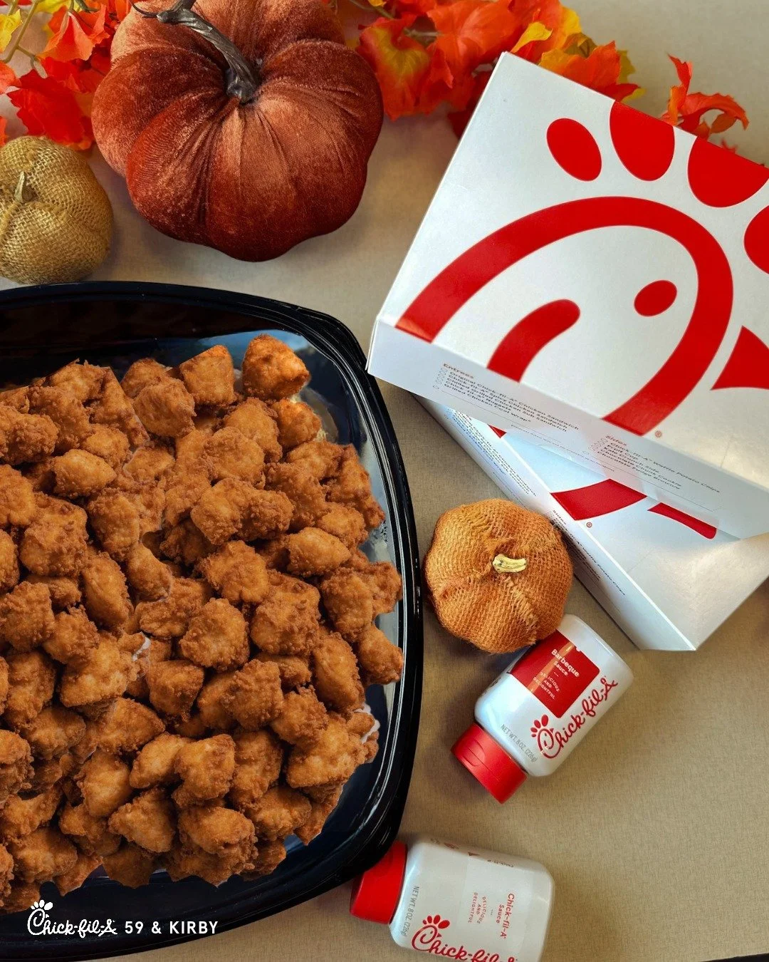 Fall is here, and celebrations are coming up. Skip the hassle &amp; we'll handle the catering for you 🍁. 

Whether you're planning a fall/Halloween party, school event, or just feeding a crowd, Chick-fil-A 59 &amp; Kirby has you covered 🐄. 

Make y