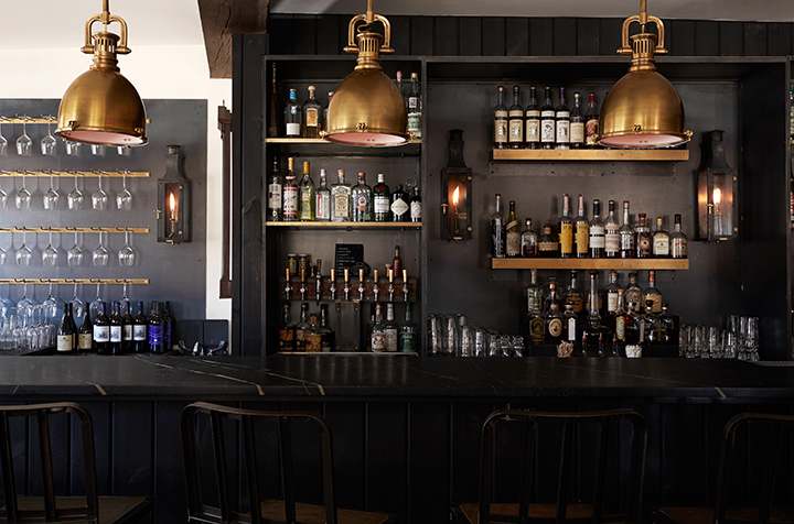 Our long stone bar, always at the ready.