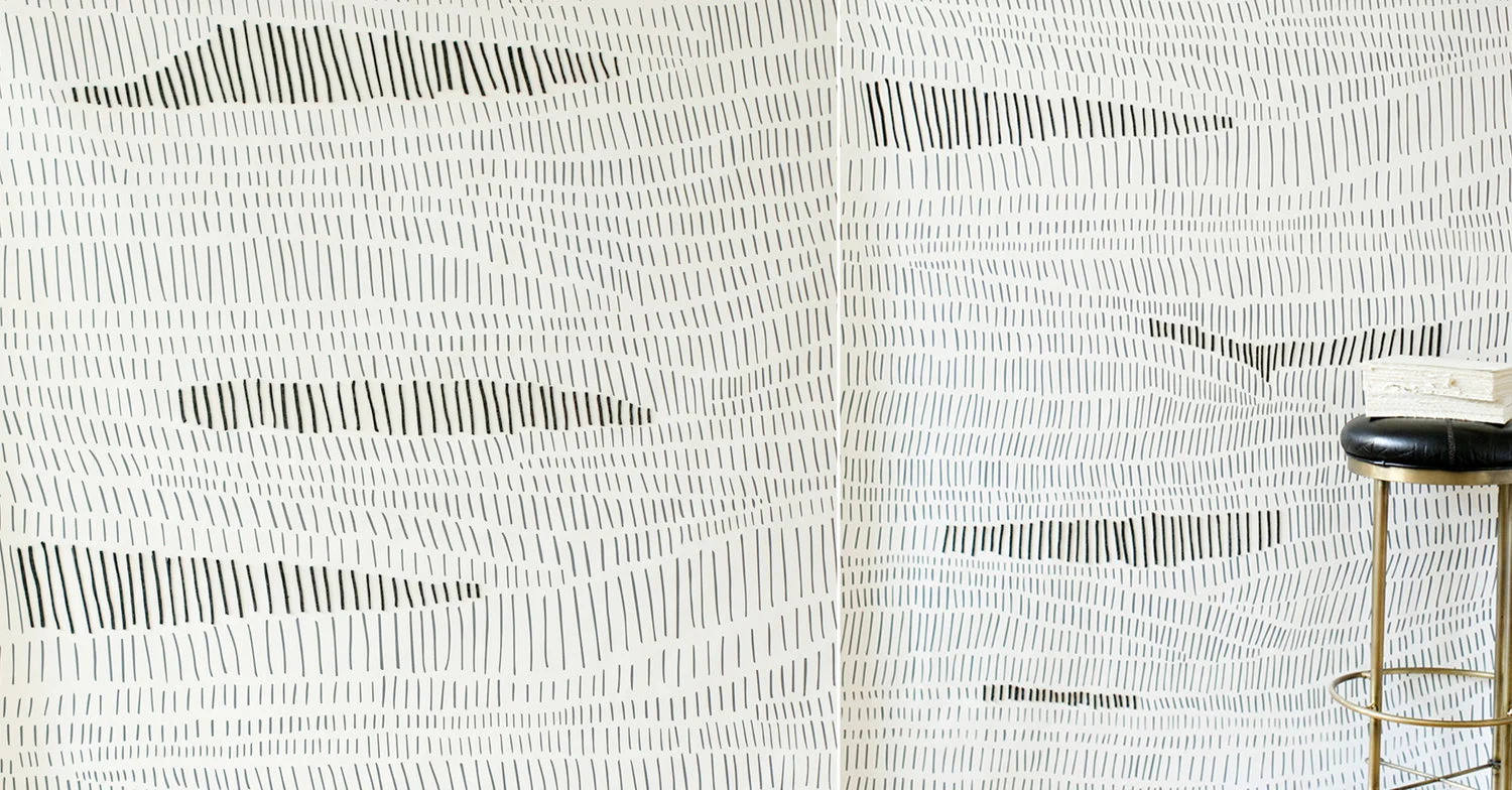 NATURAL DIMENSIONS , A COLLECTION OF MIXED MEDIA WALLCOVERINGS AND RUG DESIGNS BY JILL MALEK, IS INSPIRED BY THE TEXTURED LAYERS AND SHIFTING DEPTHS OF THE EARTH. AFTER HER MURAL COLLABORATION WITH ROCKWELL GROUP FOR THE BROOKLYN BOTANIC GARDEN WAS INSTALLED, MALEK NOTICED THAT DESIGNERS WOULD ALWAYS GRAVITATE TOWARDS THE LEFTOVER PRINTED SAMPLES SHE CARRIED WITH HER TO MEETINGS. MORE SPECIFICALLY, THEY WERE ESPECIALLY DRAWN TO THE DIMENSIONAL FELT DETAILS THAT WERE HAND-SEWN BY DANIEL TILLMAN FROM C3 DESIGN. “PEOPLE WOULD FEEL AND TOUCH THE FELT FLOWERS CONSTANTLY,” NOTED MALEK, PETTING THEM AS IF THEY WERE LITTLE ANIMALS. IT WAS THEN THAT SHE REALIZED THAT SHE COULD EXPERIMENT WITH PRINTING ON DIFFERENT METALLIC TEXTURED VINYLS, AND MARRY THOSE PRINTS TO SEWN FELT TO GET A RICH OVERLAY OF MATERIALS. IN LINE WITH HER ONGOING FASCINATION WITH UNDULATING FORMS IN NATURE, THIS TECHNIQUE IS A TRUE EXPRESSION OF HER INTEREST IN SHOWING SHIFTS IN SCALE ACROSS A SURFACE. THE COLLECTION CONSISTS OF 4 NON-REPEATING PATTERNS; MELT—INSPIRED BY THE MELTING COLORS OF THE SETTING SUN; RAINFALL—INSPIRED BY THE TRANSLUCENT QUALITY OF POURING RAIN; TERRAINS —INSPIRED BY SHIFTING LANDSCAPES, AND BABYLON—INSPIRED BY THE HANGING LINES OF WILLOW TREES. ALL WALLCOVERINGS ARE PRINTED DIGITALLY LOCALLY, WITH ACCENTED FELT DETAILS BY DANIEL TILLMAN. THE “CRACK” KILLIM RUG IS HAND-WOVEN IN INDIA WITH A COTTON, WOOL, AND SARI SILK BLEND. THE CRACK RUG IS INSPIRED BY THE EARTHS SHIFTING CREVASSES, AND IS THE FIRST OF 5 KILIM RUGS TO BE LAUNCHED IN 2018. copy courtesy of www.jillmalek.com