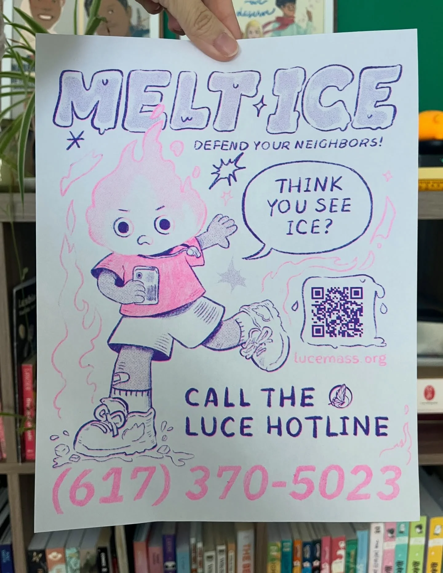 🔥🧊 MELT ICE 
risoprinted @luce_hotline flyers &mdash; swipe to see Spanish / Chinese versions 
think you see ICE? 📞617-370-5023

download for free at lucemass.org/resources