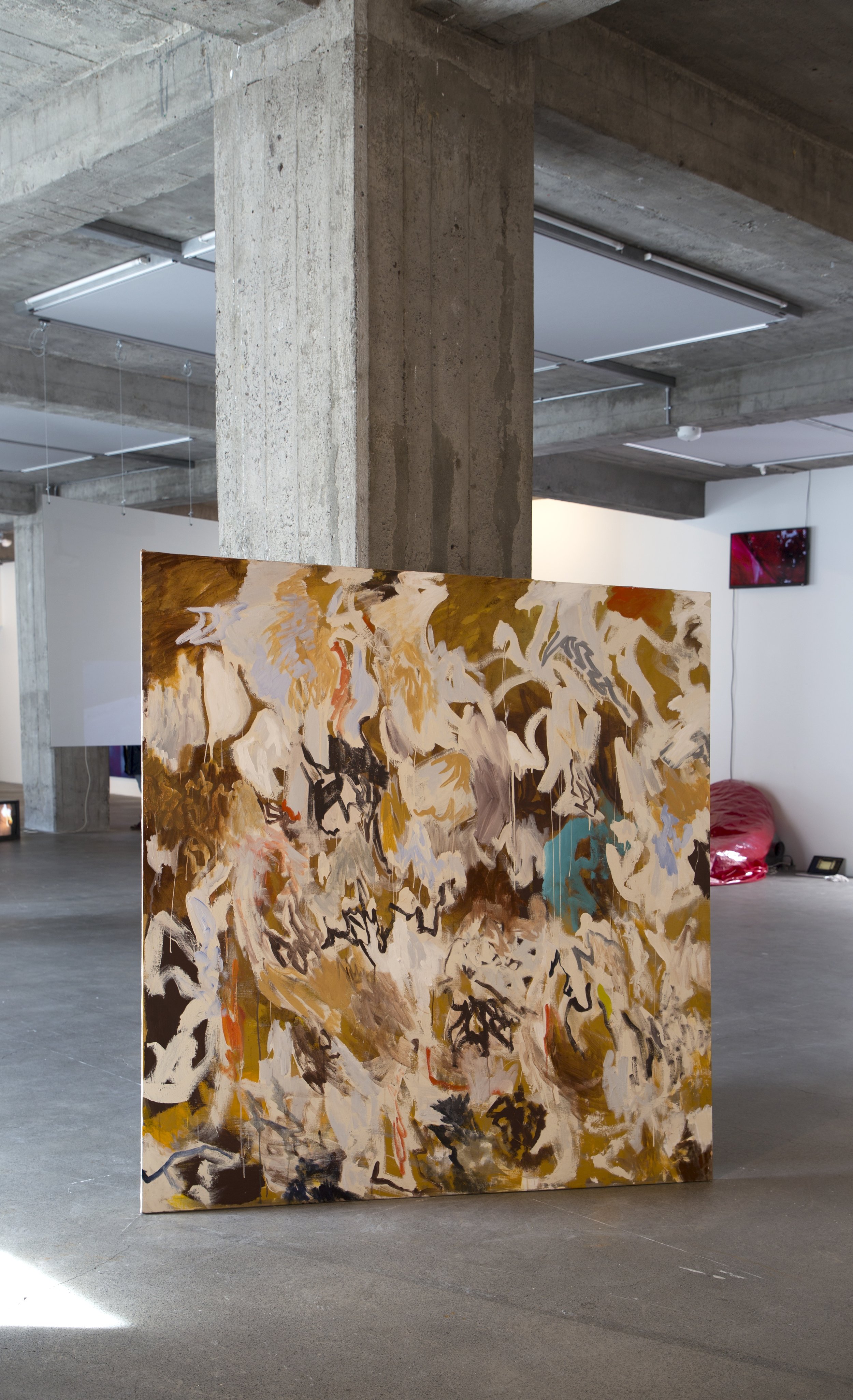Acrylic paint and ink on canvas. 180x180 cm. 