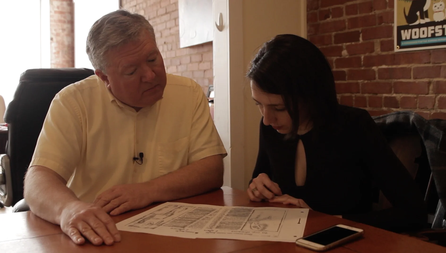 Stan and I looking at an article about Louise and her passion for dance