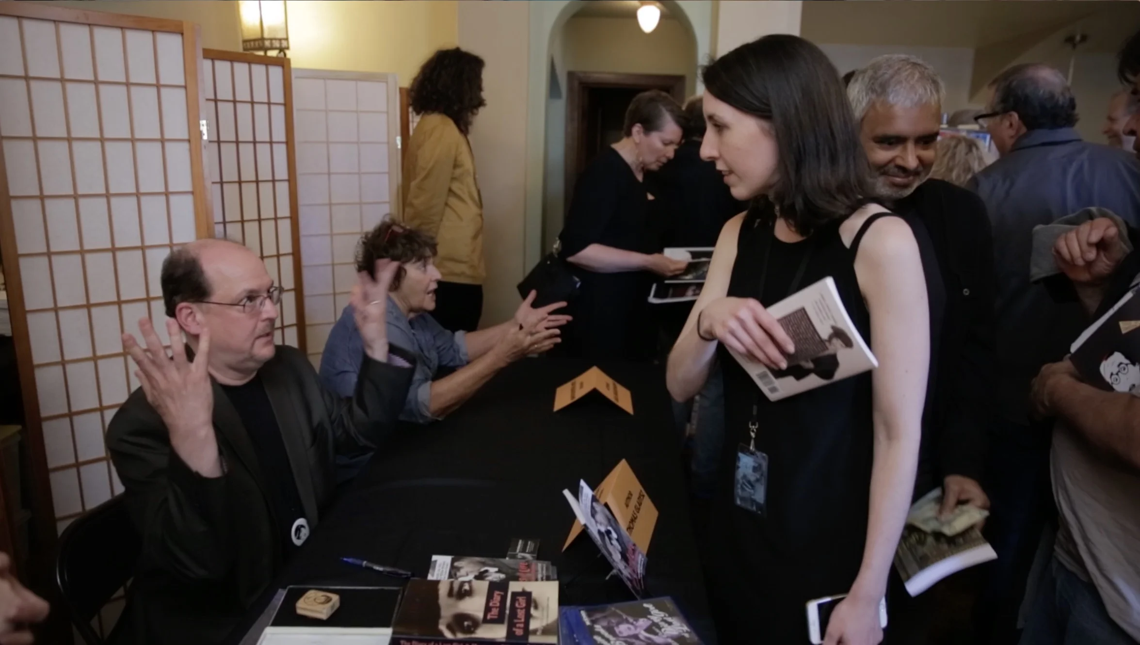 Thomas Gladysz and Charlotte Siller at his book signing after the film screening, celebrating the release of his new piece called Beggars of Life: A Companion to the 1928 Film.