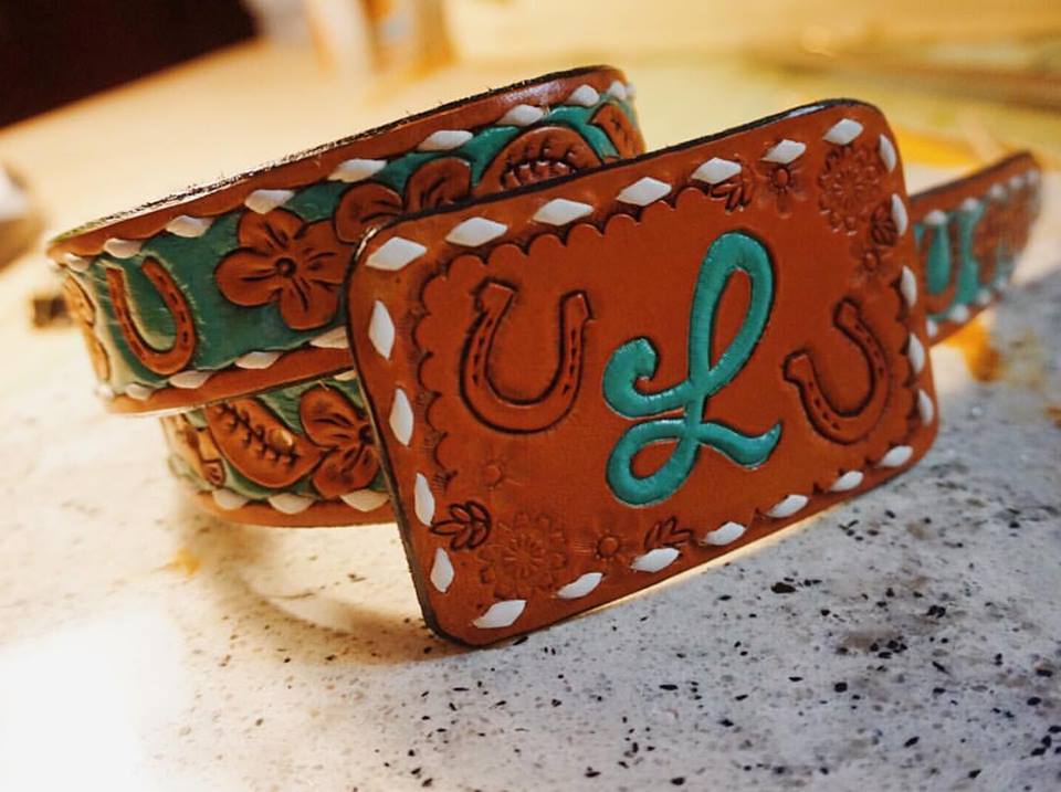 Custom Matching Initial and Lucky Horse Shoe Belt
