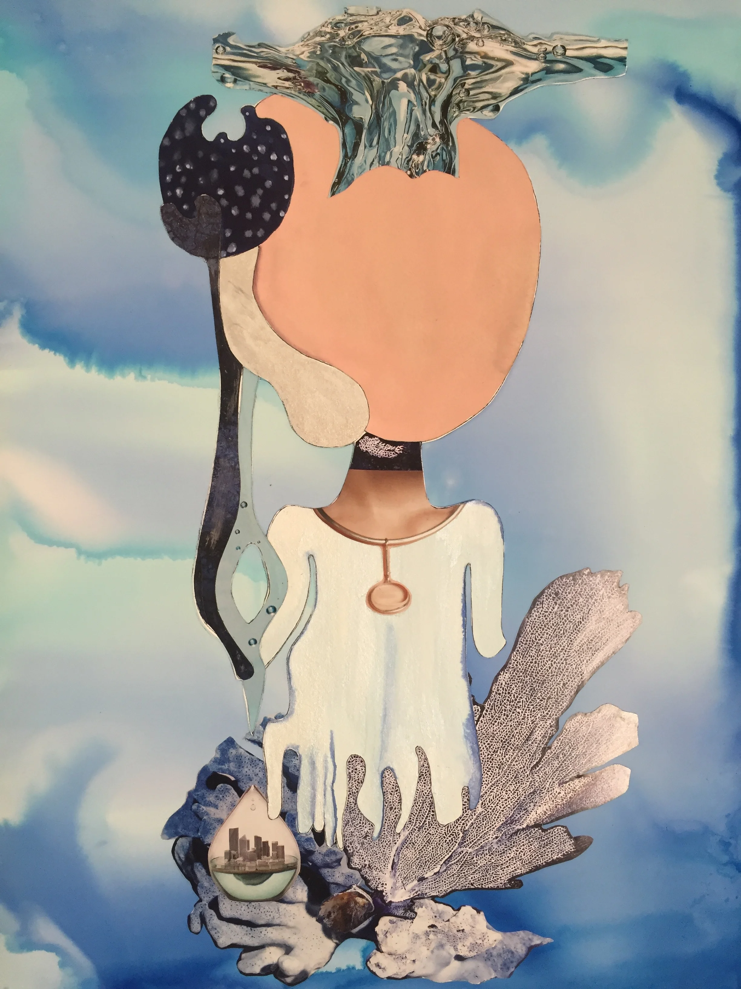 Rising Waters 2016, Watercolor Paper & Resin, 18" x 24"