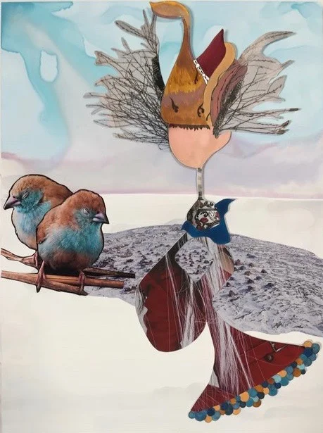 Whistling to the Sky 2016, Watercolor Paper & Resin, 18” x 24”