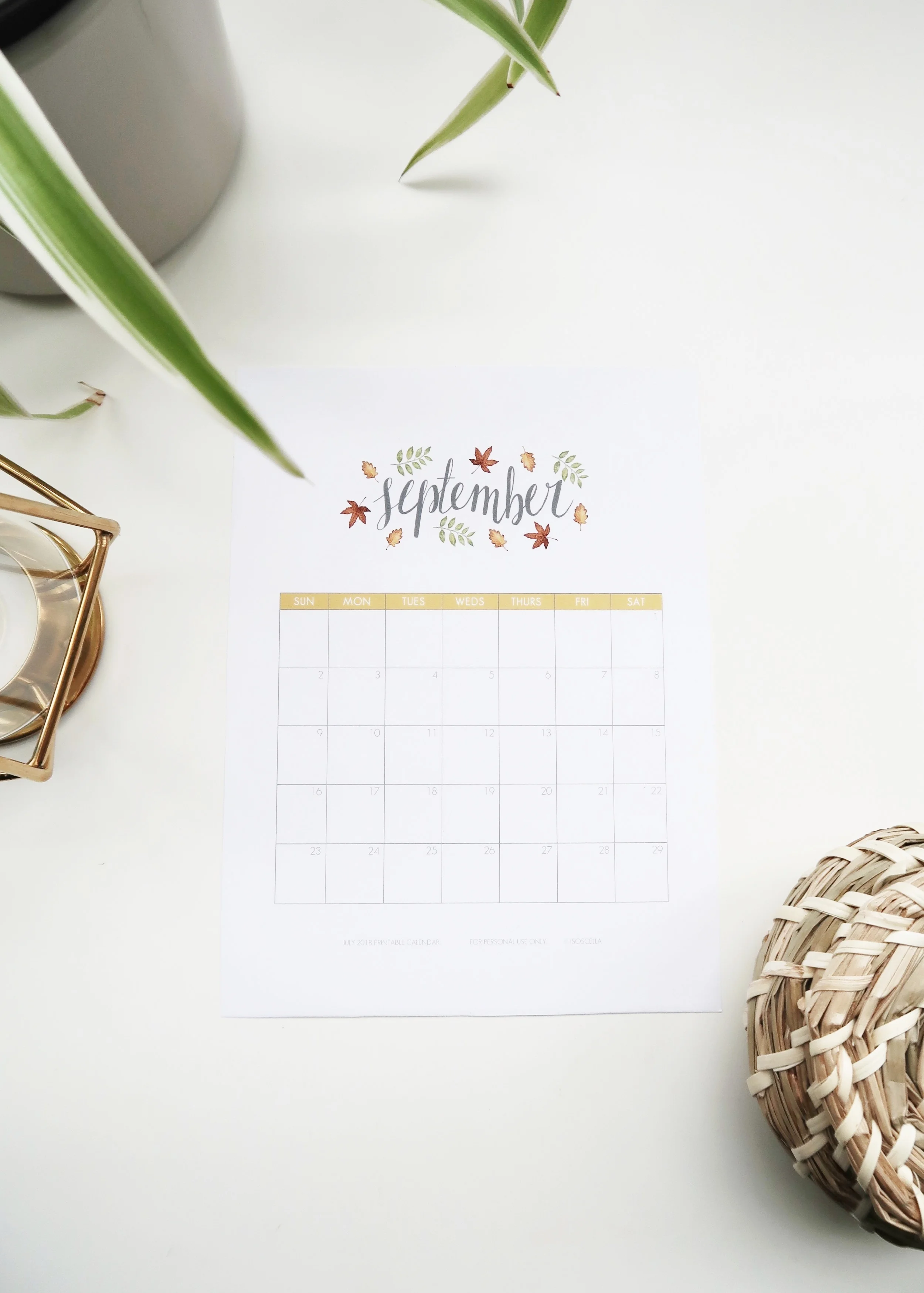 ART // PRINTABLE SEPTEMBER 2018 CALENDAR