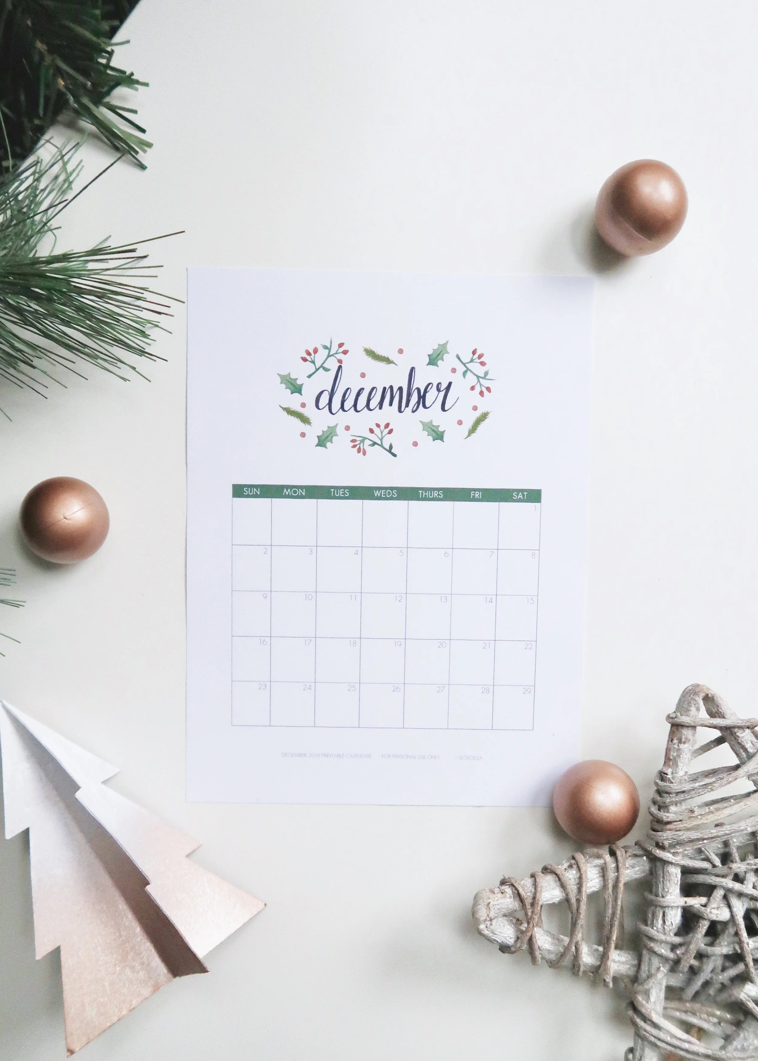 ART // PRINTABLE DECEMBER 2018 CALENDAR