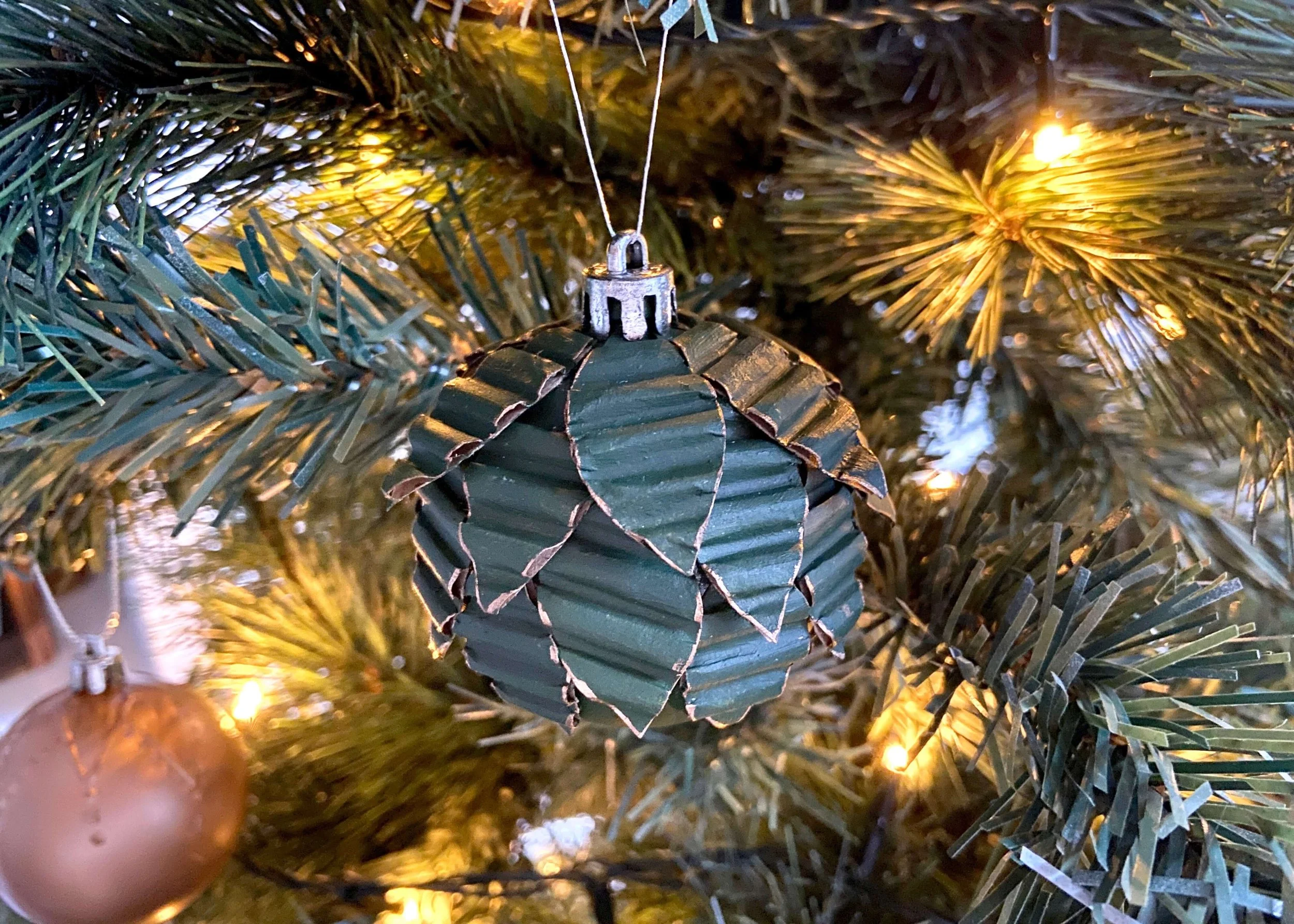 Corrugated Cardboard Bauble Upcycle