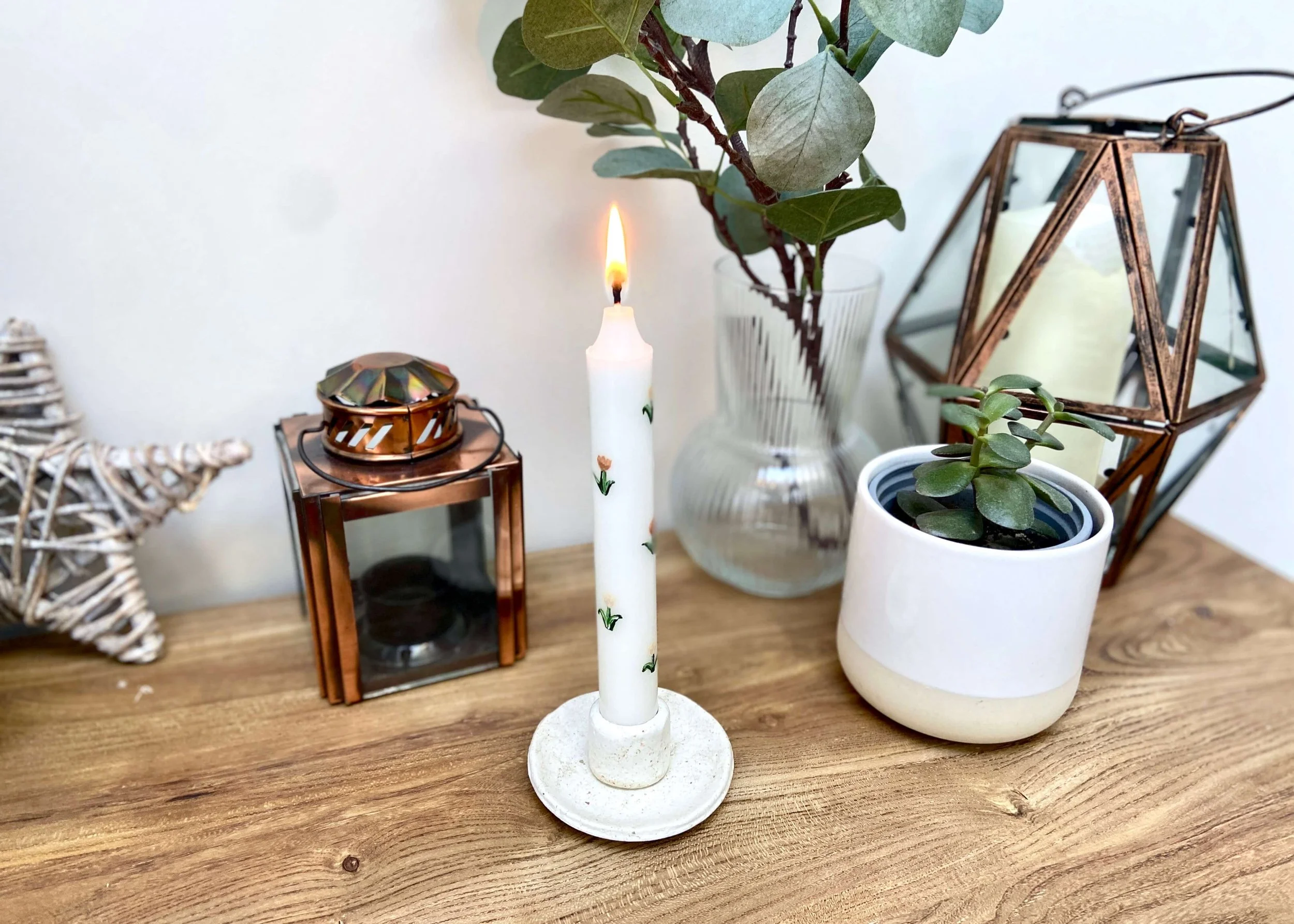 Painted Tulips Taper Candle