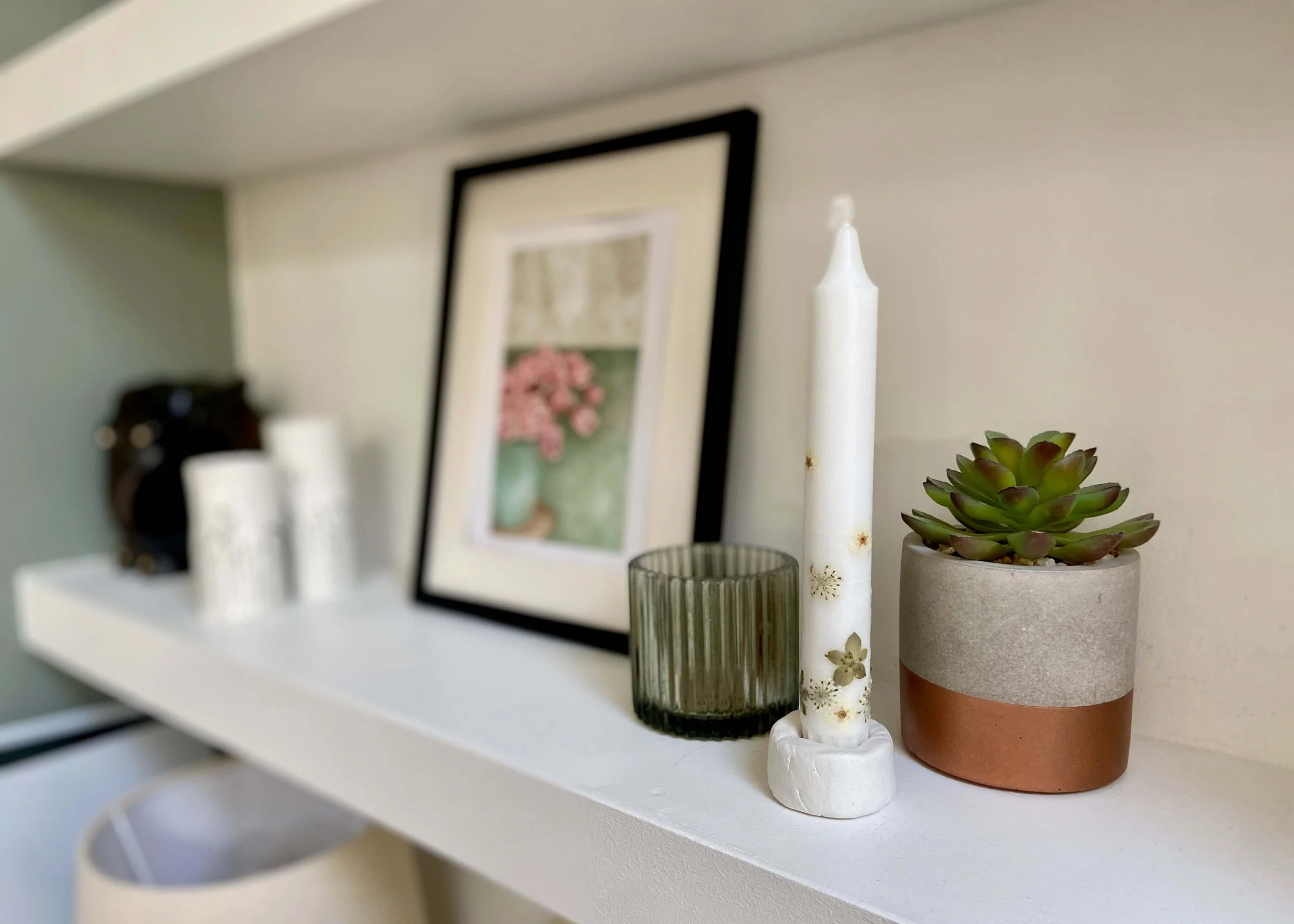 Pressed Flower Taper Candle