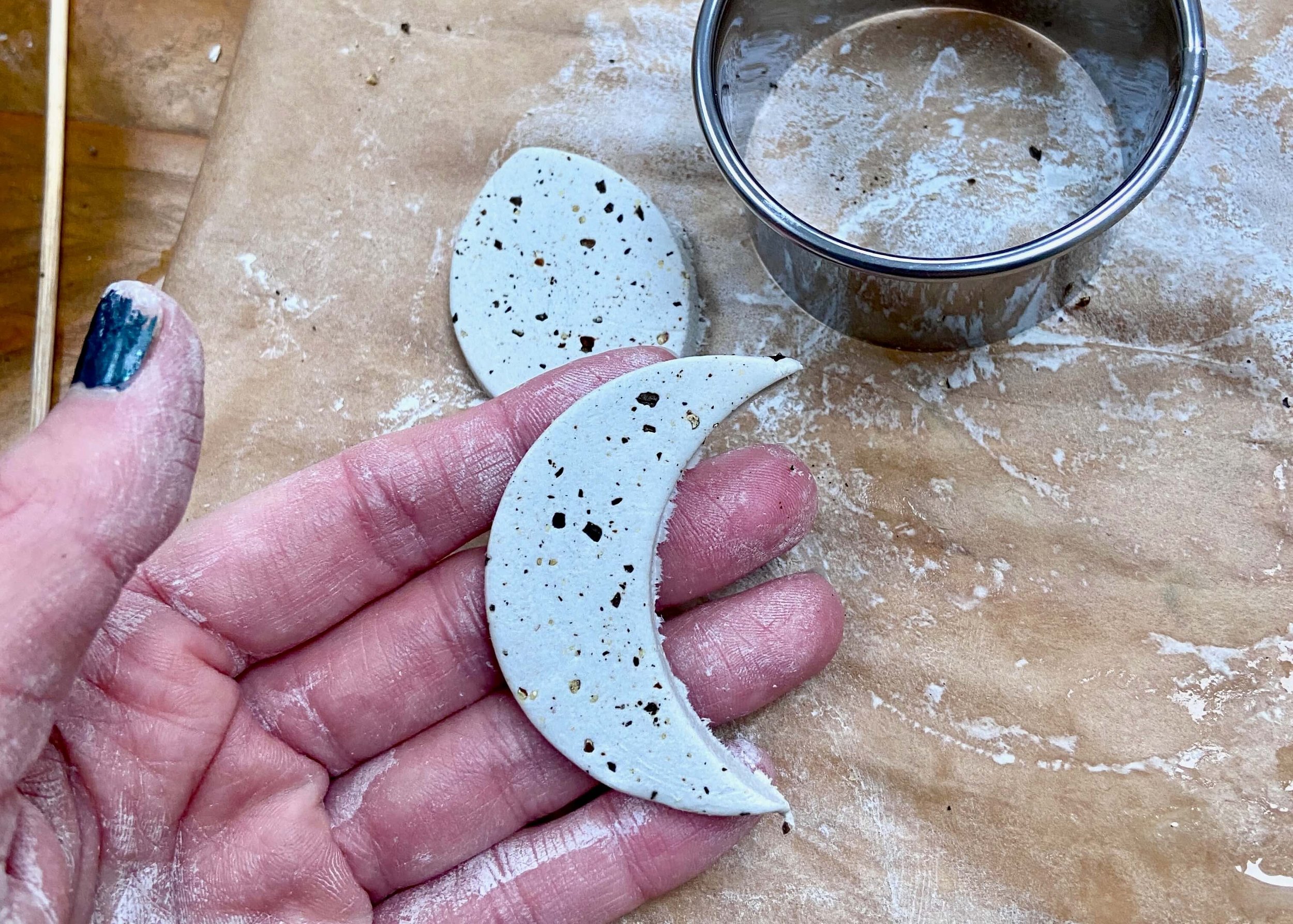 Moon shape air dry clay