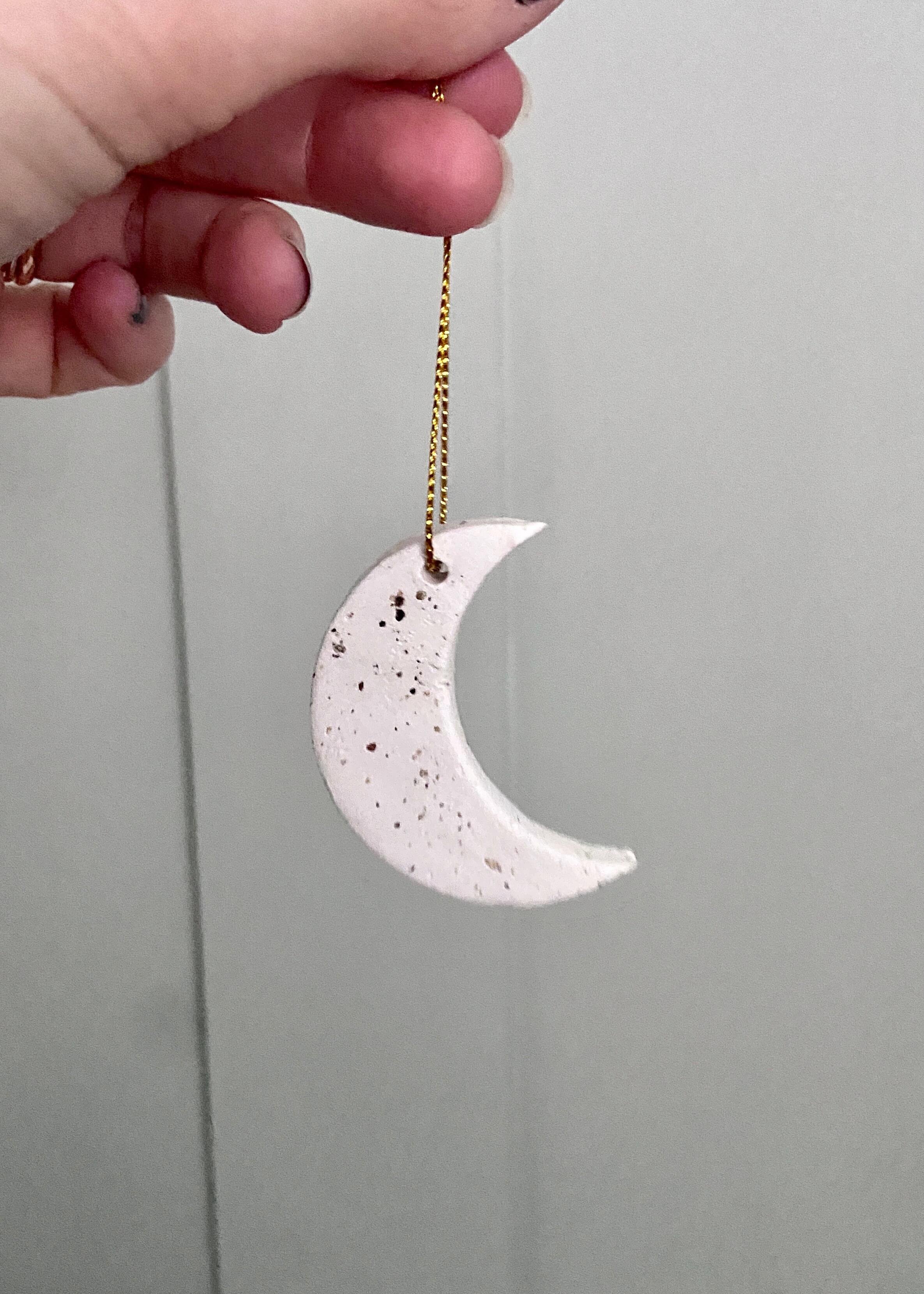 Faux Stone Clay Moon Christmas Tree Ornament