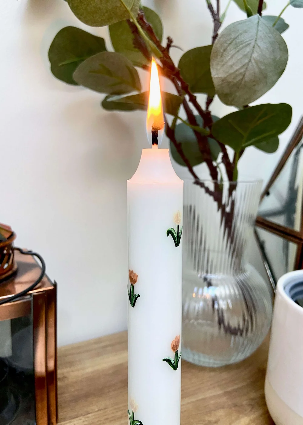 White Tulip Taper Candle