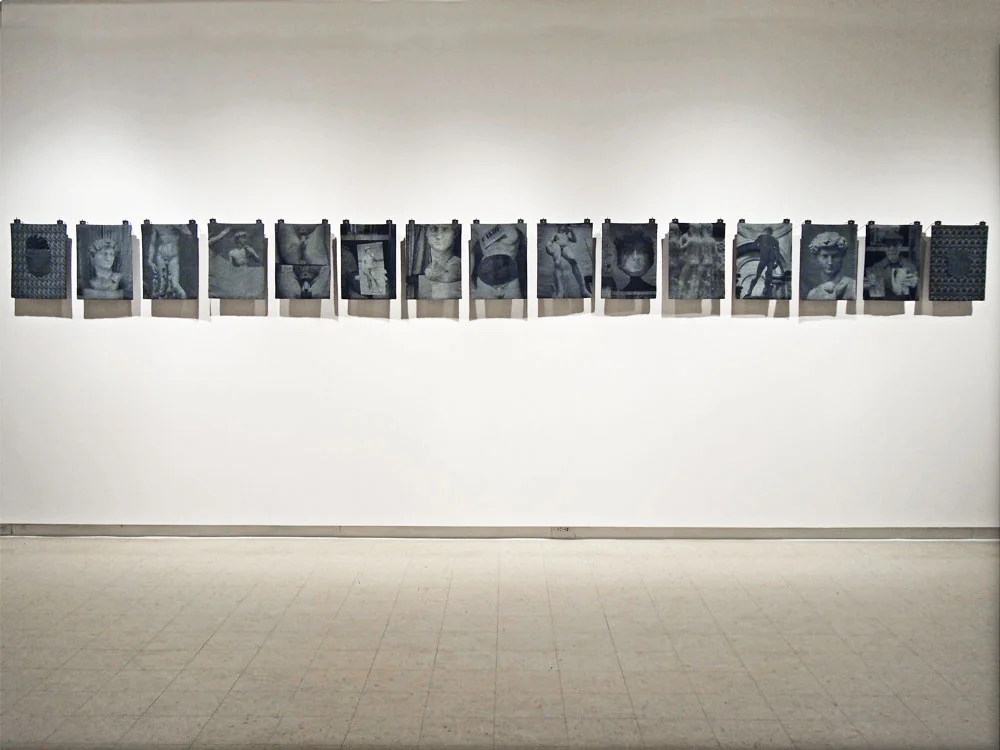 Blue Boy (Denim David) 2015 Photo-Laser etched and cut denim, stitched