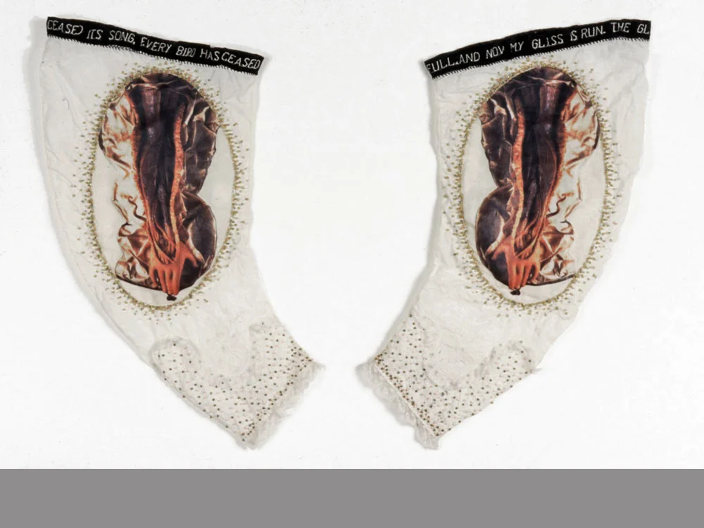 The Awning antique textiles, digital transfers, machine stitching, beads 2000