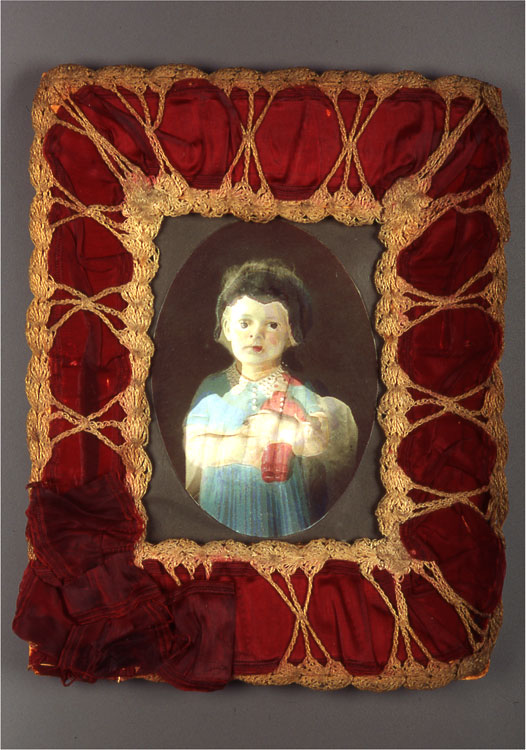 Dolly/Girl antique textile, digital print, pigment 2002