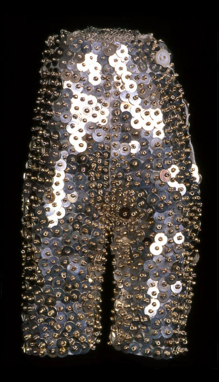 Pretty Pants vintage textile, metal sequins, beads 1995