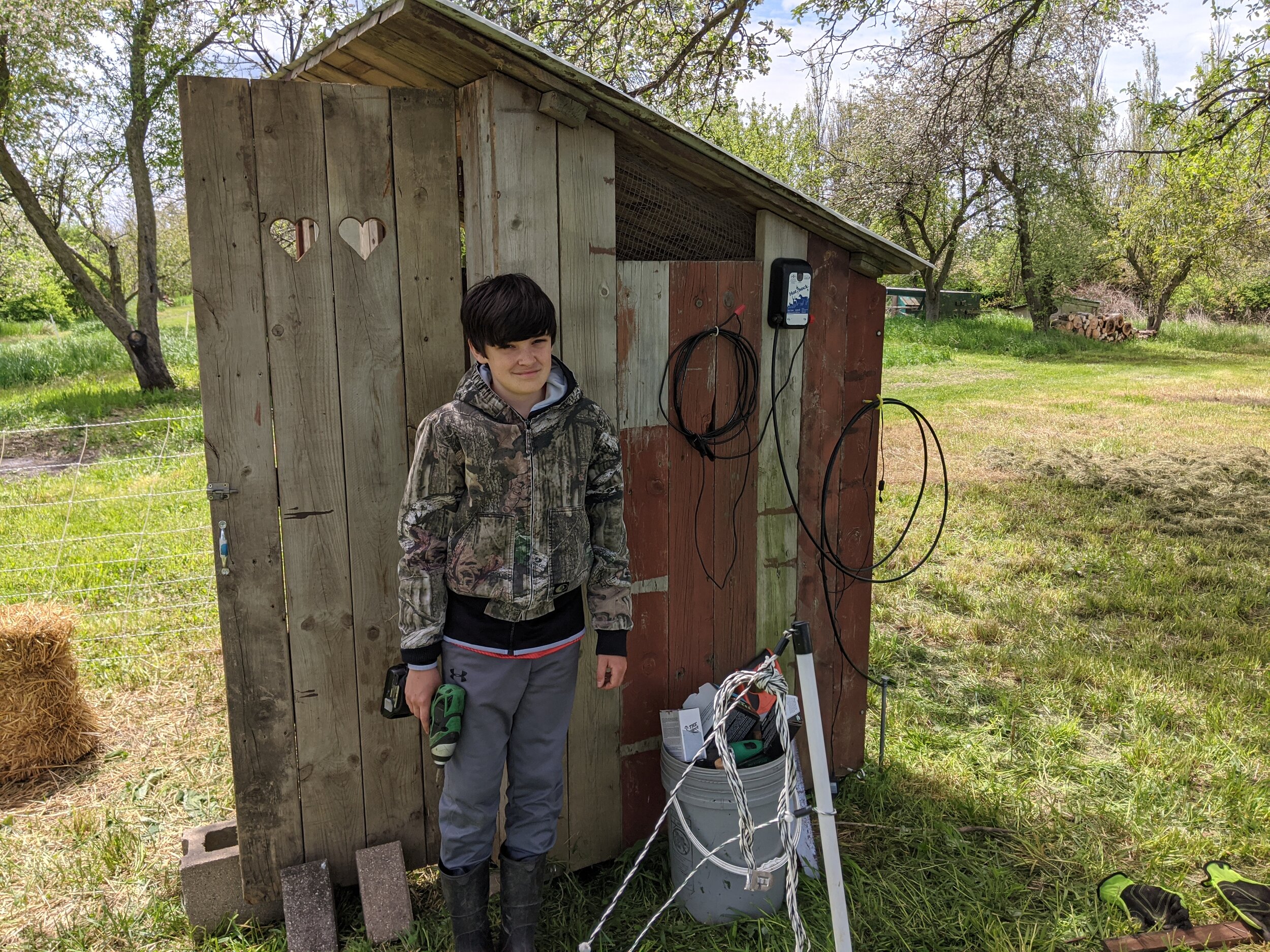 Jason Helping on the Goat Shed