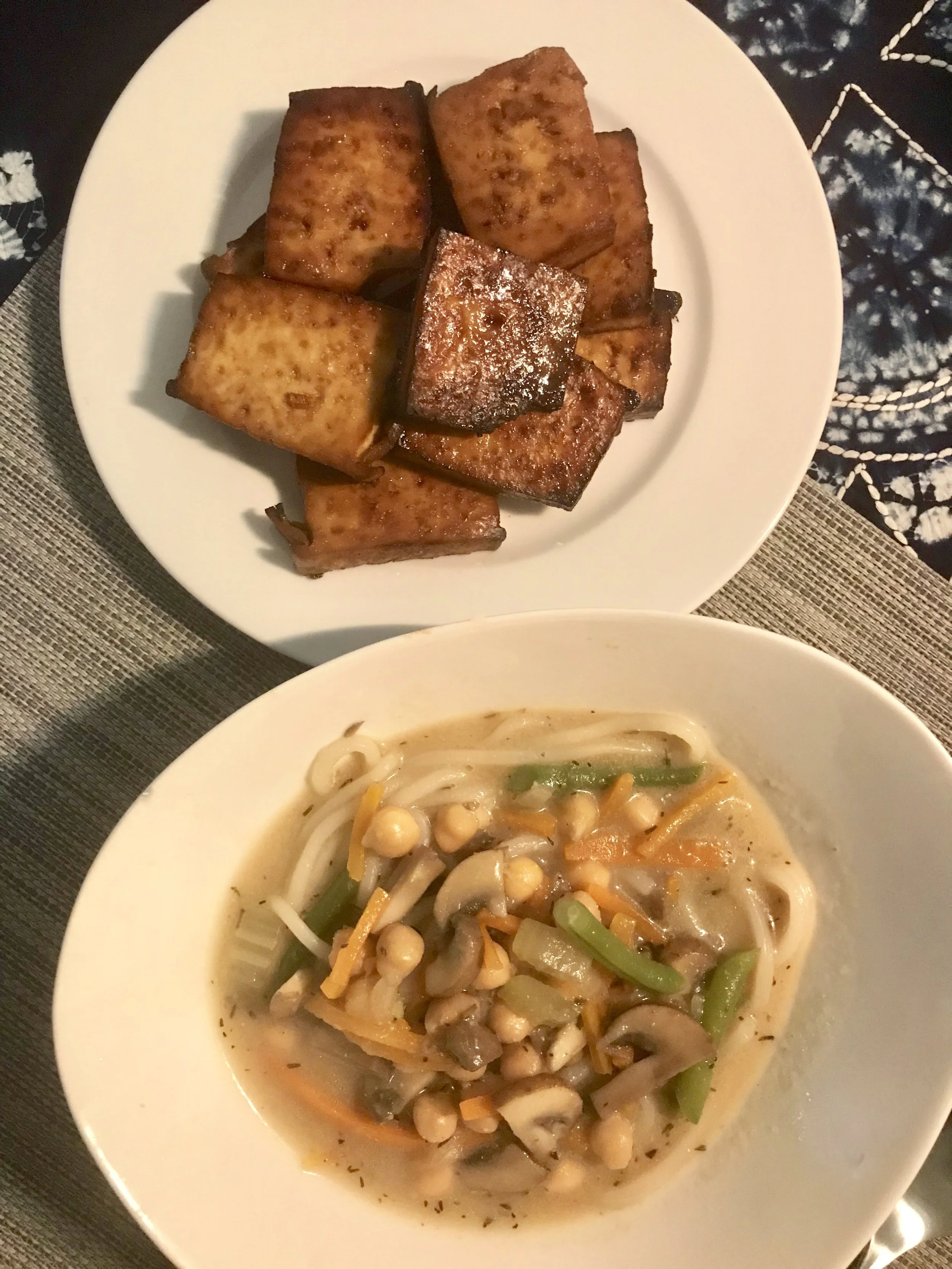 Chickpea-Noodle Soup with Marinated Asian Tofu