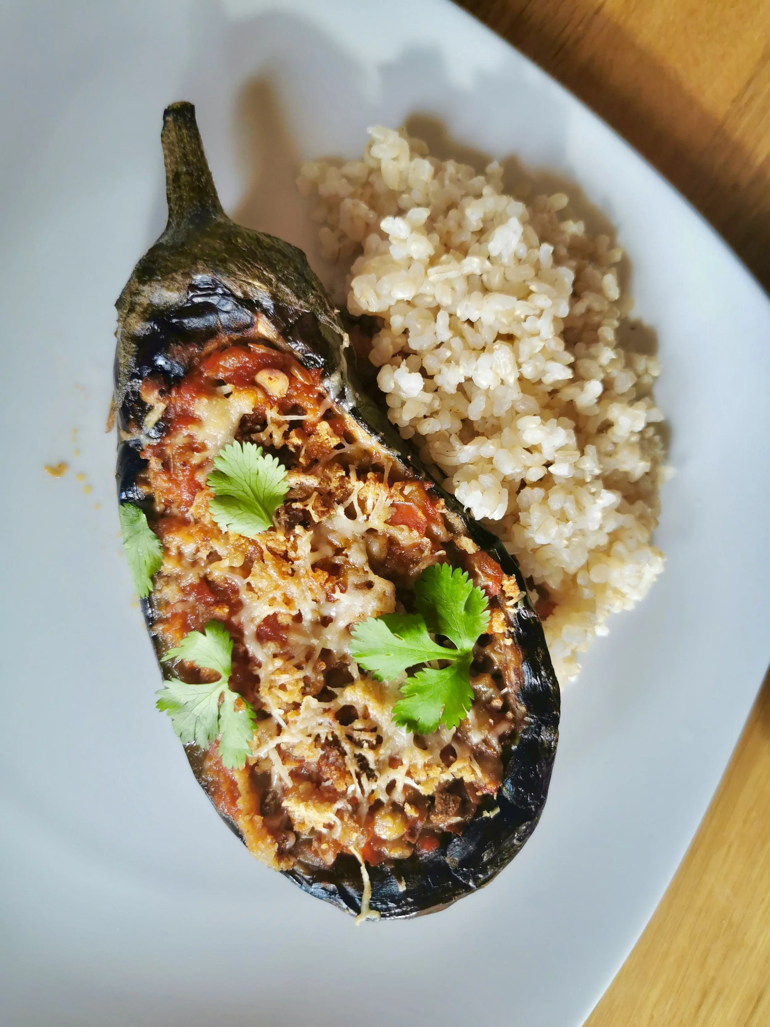 Moroccan Lentil-Stuffed Eggplant