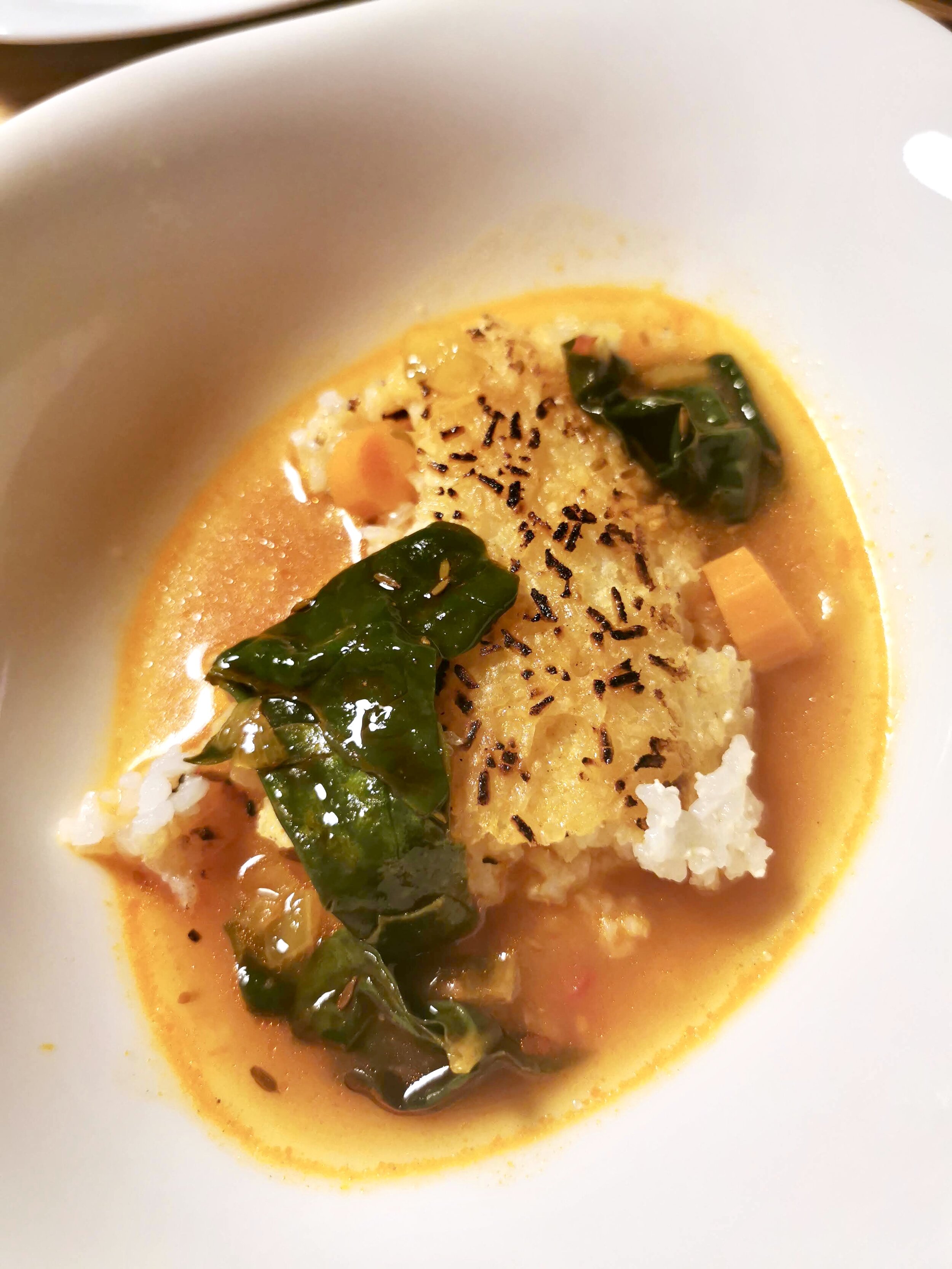 Spicy and Tangy Broth with Crispy Rice