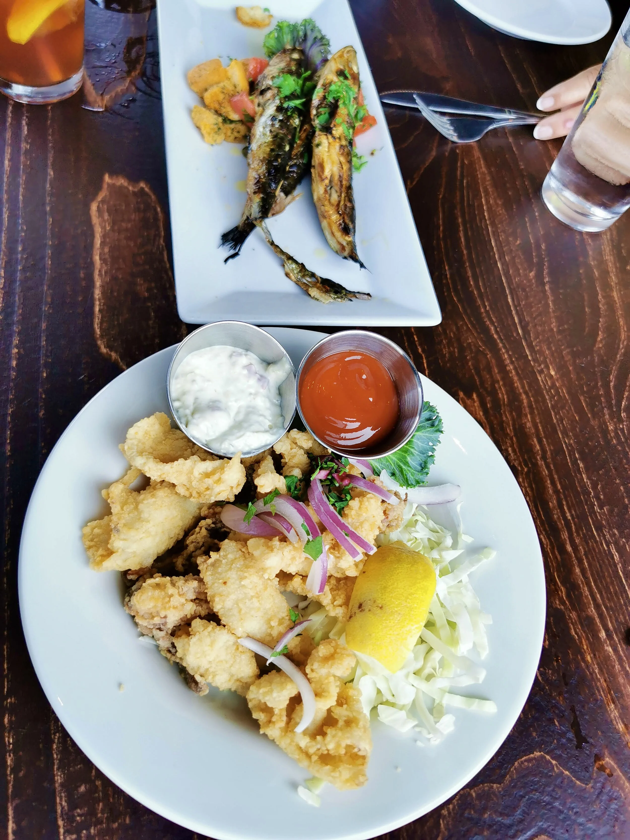 Calamari and sardines at Fish Hopper in Monterey