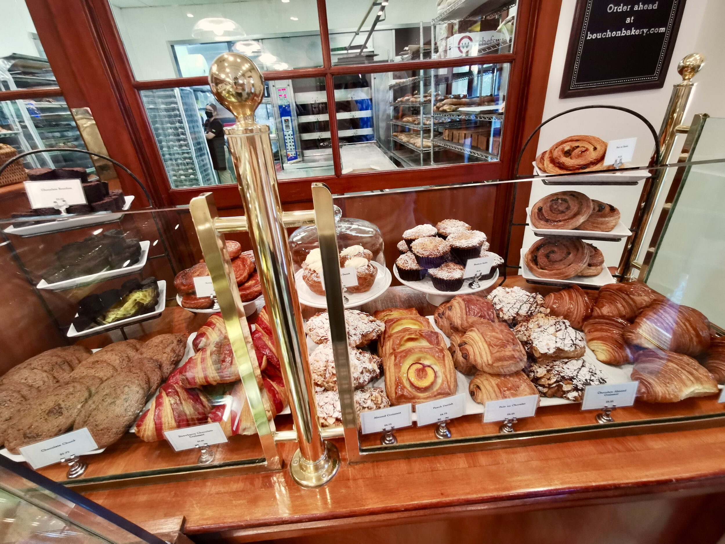 Spread of baked goods at Bouchon Bakery in Yountville