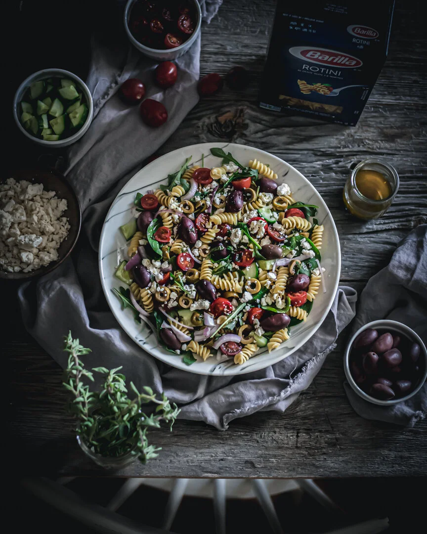 Mediterranean Pasta Salad with Olive Oil Vinaigrette