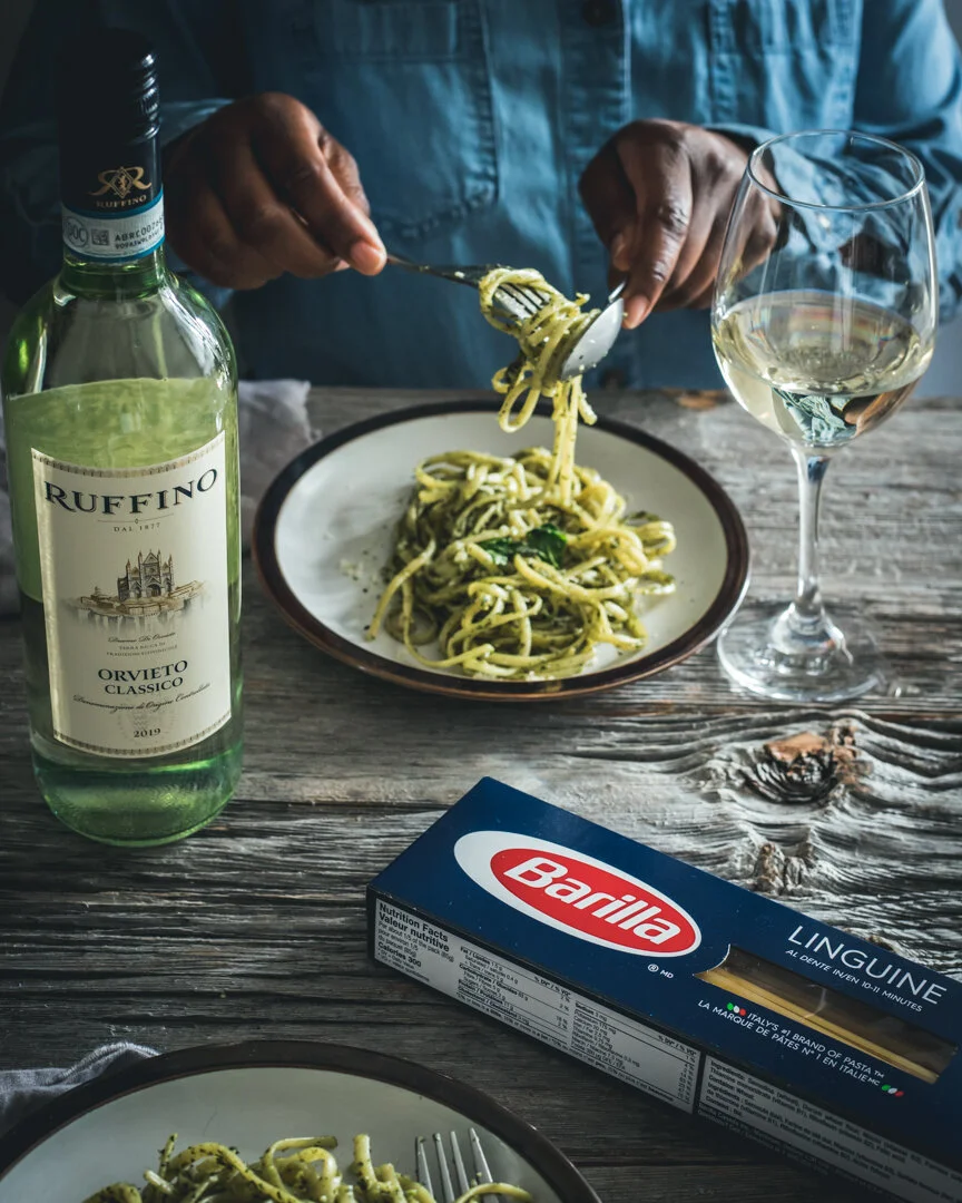 Linguine with Basil Pesto 