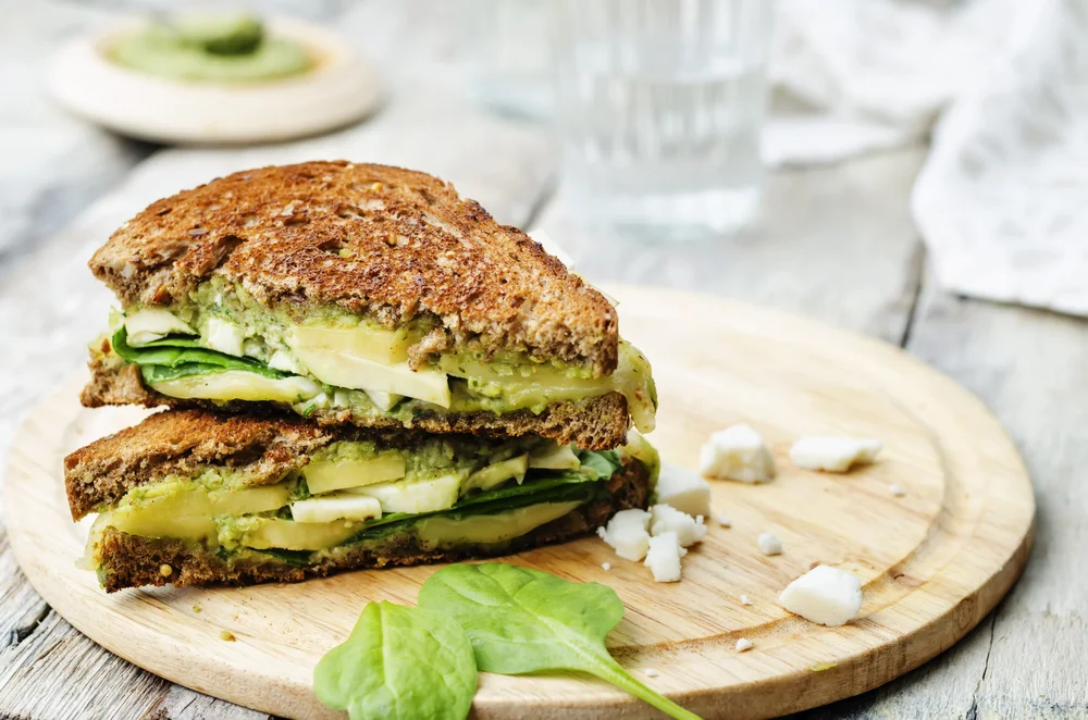 Pesto Grilled Cheese, Avo & Spinach Sandwiches on Rye