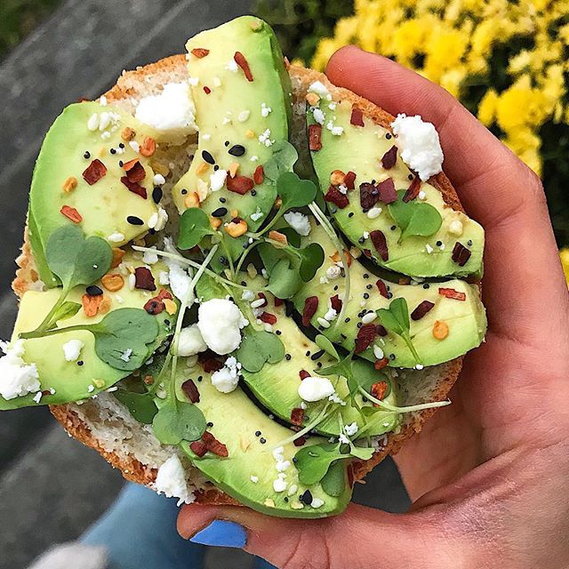 Taking in #toasttuesday, like.... 😋😋 #Repost @hellohealthyeating
・・・
I started with a #glutenfree English muffin that I got from @canyonglutenfree ✨ sooo delicious 😋 I topped my muffin with avo slices, feta, micro green, pepper flakes &amp; EBTB s