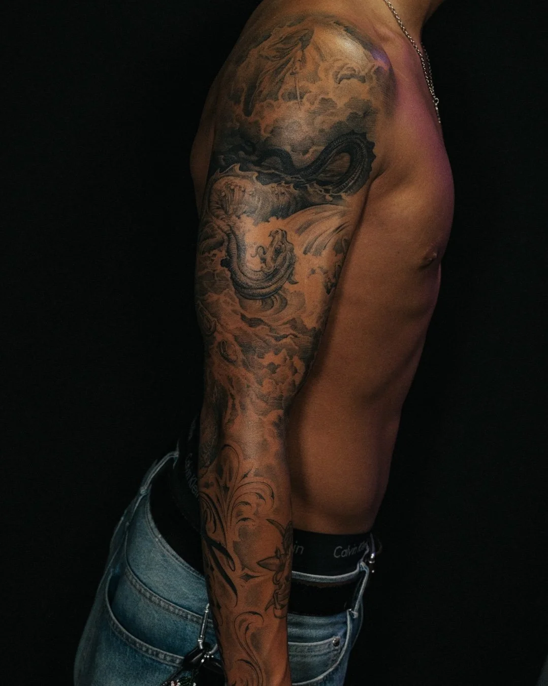 Just adding finishing touch ups to the sleeve done by the talented @seriously_malflourished🗡️🐉✨​
 ​
Thanks for looking!​
​
#leviticus #tattoo