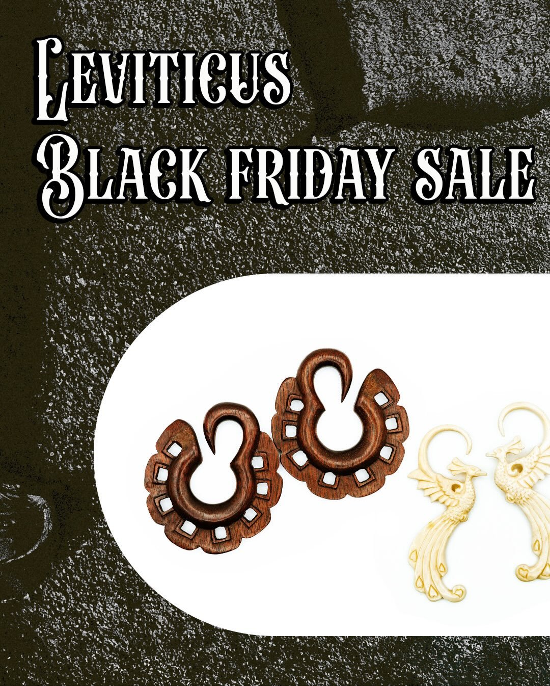 🖤🗡️✨BLACK FRIDAY SALE✨🗡️🖤

We have a treat for all yall, 50% off all organic hangers, weights and stone plugs. Sizes very and pretty much everything is a one-of, as unique as all of you! Stop in this weekend Friday to Sunday to pick up a little p
