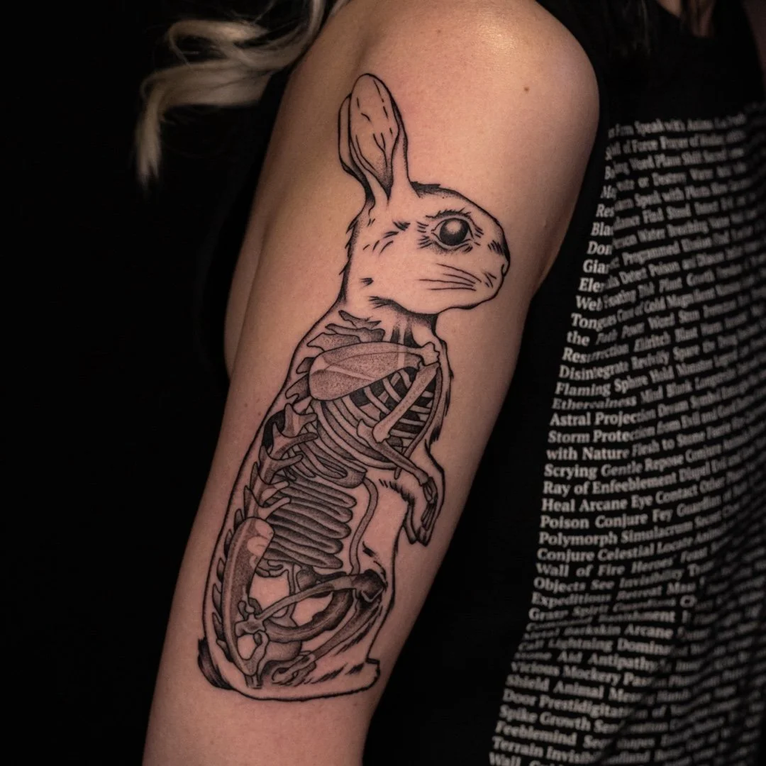 Mark brought this awesome idea to life, and executed it like a pro🐇🗡️✨​
​
#leviticus #tattoo
