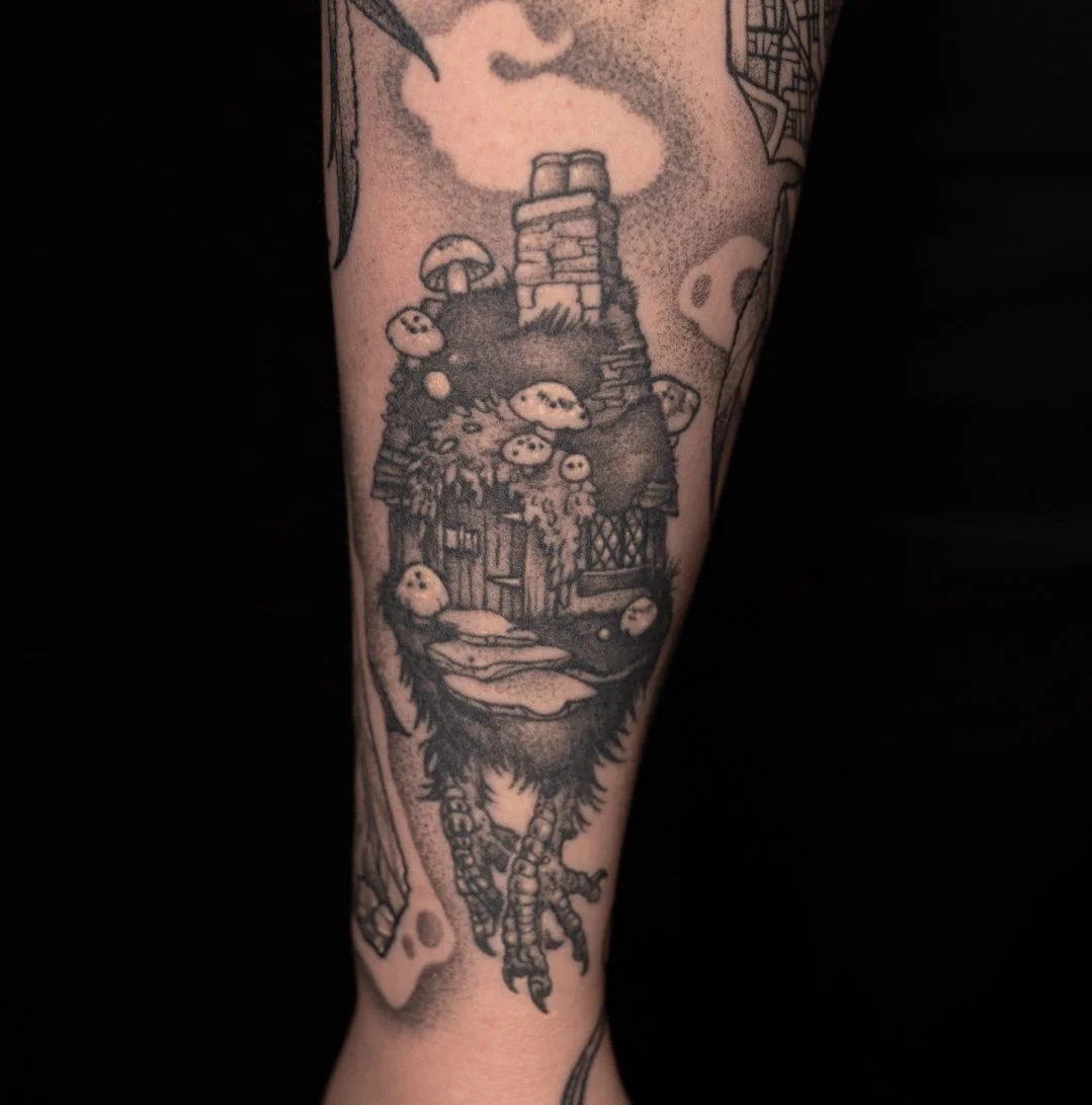 🦇🗡️🏠Always gotta show love to our Baba Yaga stans 🖤​
Healed work by @jessigraden​
​
#leviticus #tattoo