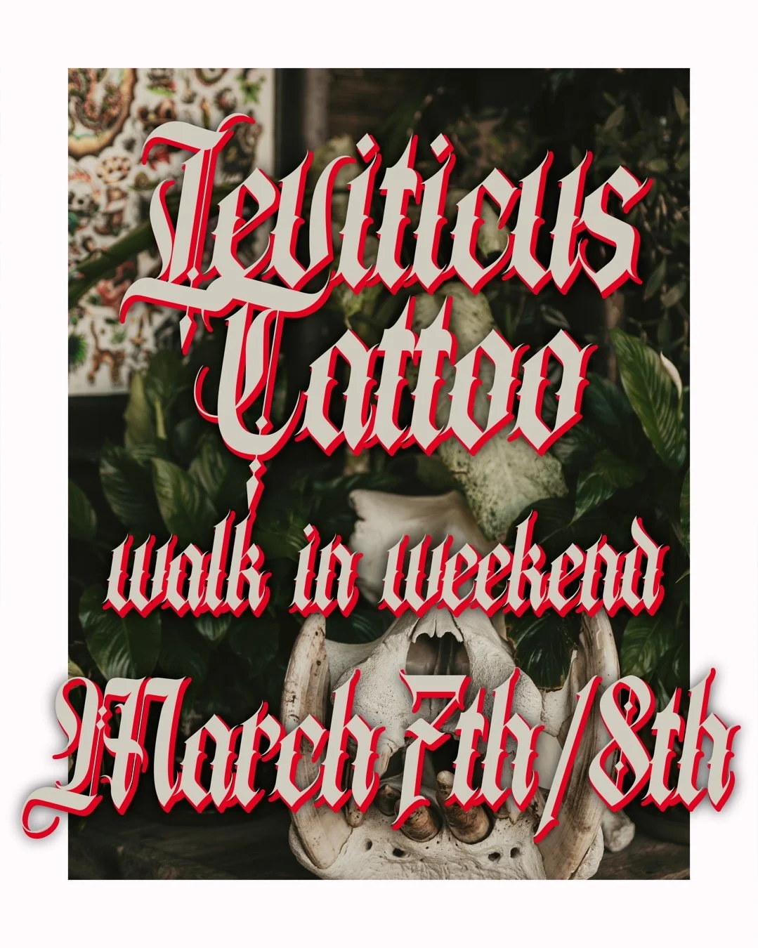 Come by this weekend, we will have walk in availability both Saturday and Sunday starting at noon both days. Ideally palm size or smaller, and bring your ideas or ask about pre drawn designs!​
​
🐉🦅🦇​
​
#leviticus #tattoo